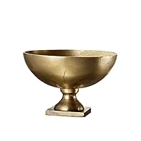 Serene Spaces Living Antique Brass Pedestal Bowl - Vintage Wedding Centerpiece, Flower Vase, and Holiday Decor for Dining, Entryway, Console, 10