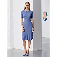 TLULY Sweater Dress for Women - Sweater Dress for Women (Color : Blue, Size : Medium)