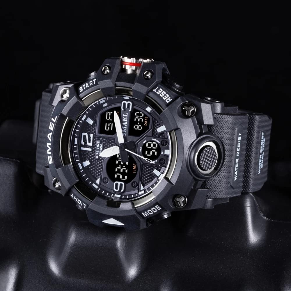 SMAEL Mens Watch Military Waterproof Sport Watches Army LED Digital Multifunction Wristwatches for Male