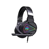Head-Mounted Lightweight Gaming Headset, 7.1 Stereo Surround Sound Wired Headset with Noise Reduction Microphone RGB Lighting,for PS4 Xbox One Desktop Laptop Mobile Ipad (Black)