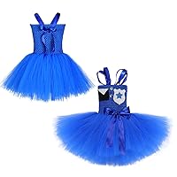 New Halloween Girls' Mesh Tutu Skirts,Holiday Party Cosplay Police Firefighter Maintenance Worker Performance Dresses.