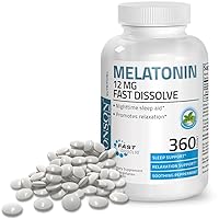 Melatonin 12mg Fast Dissolve Nighttime Sleep Aid Support & Relaxation Support, 360 Peppermint Vegetarian Lozenges