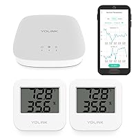 Smart Wireless Temperature/Humidity Sensor Wide Range for Freezer Fridge Monitoring Pet Cage/Tank Monitoring, App Alerts, Text/SMS, Email Alerts, Works with Alexa IFTTT, 2 Pack - Hub Included