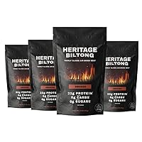 Heritage Biltong Air-Dried Beef | Better than Jerky | Paleo | Keto | Sugar Free | Gluten Free | High Protein | 2oz (4pack) (Smoked)