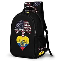 Ecuador US Root Heartbeat Laptop Bag Double Shoulder Backpack Casual Travel Daypack for Men Women to Picnics Hiking Camping
