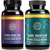 Primal Harvest Mind Fuel & Magnesium Glycinate Supplements for Women and Men Magnesium and Mind Fuel Brain Booster Pills Bundle