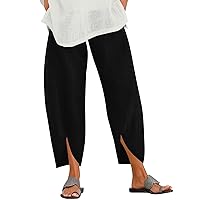SNKSDGM Women Wide Leg Cotton Linen Pants Dressy Casual High Waist Palazzo Pants Yoga Wrinkle Free Trousers with Pocket