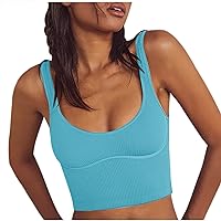 Women Sexy Square Neck Ribbed Knit Crop Tank Tops Fashion Casual Slim-Fit Summer Sleeveless T-Shirts for Streetwear