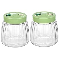 Fermentation Jars 2pcs 1l Glass with 360 ° Air and Automatic air Release Valve 360 ° jar of Leakage Escape to Escape with Stripes with Stripes