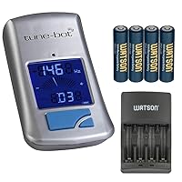 Gig Clip-On Digital Drum Tuner with Backlit LCD Display for Acoustic Drums Bundle with Watson AAA NiMH Batteries and AA-C4H 4-Hour Rapid Charger