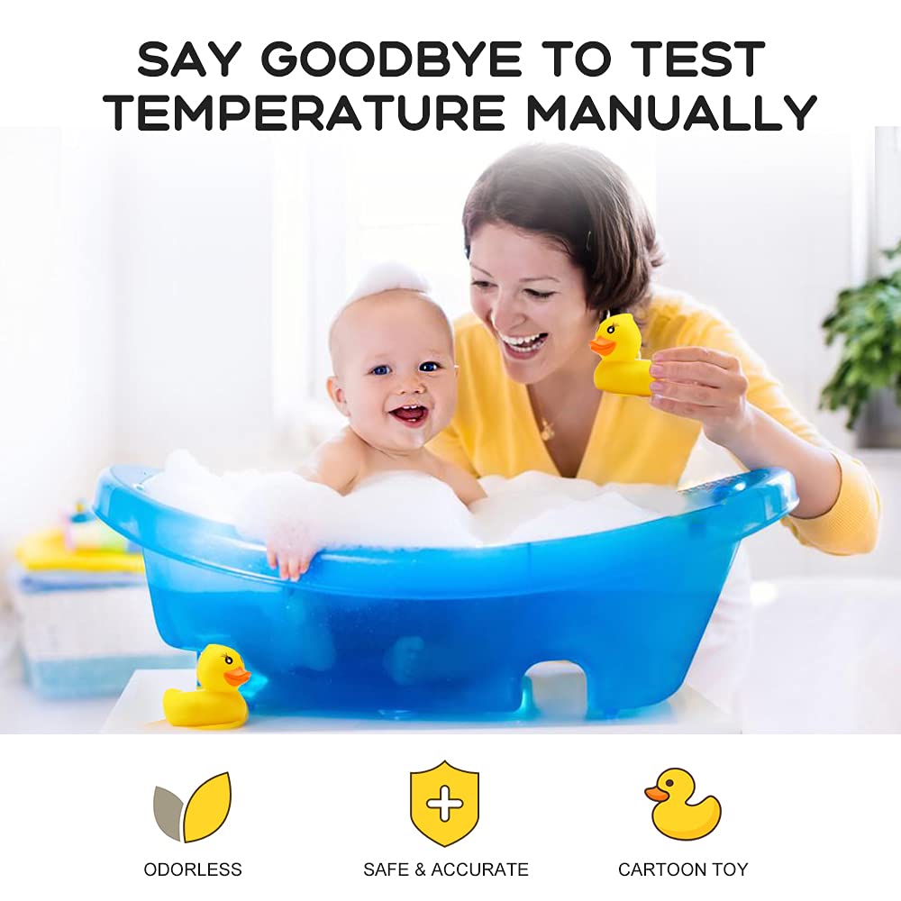 Baby Bath Tub Water Thermometer - (Upgraded Version) Digital Water Temperature Thermometer & Room Thermometer, Duck Floating Toy for Infant Toddler Bathtub Pool with Temperature Warning