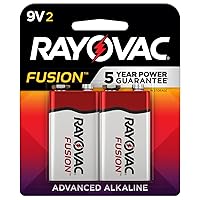 Rayovac Fusion 9V Batteries (2 Pack), Alkaline 9 Volt Batteries