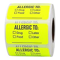 Allergic to: Drug, Food, Latex, Other Medical Healthcare Labels, 1 x 2