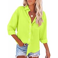 Paintcolors Womens Button Down Shirts Long Sleeve Dressy Casual Blouses Button Up Collared Shirts Tops for Women