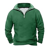 Mens Long Sleeve Polo Shirts Casual Loose Fit Pullover Quarter Zip Sweatshirts Solid Color Lightweight Tops