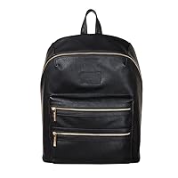 The Honest Company Vegan Leather City Backpack | Diaper Bag with Changing Pad | Black Vegan Leather with Gold Hardware | PVC-Free Lining | 16 x 5 x 18