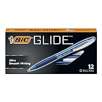 BIC Glide Blue Retractable Ballpoint Pens, Medium Point (1.0mm), 12-Count Pack, Ultra Smooth Writing Blue Pens