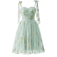 Short Flower Embroidery Tulle Homecoming Dresses for Teens A Line Formal Party Prom Cocktail Gowns