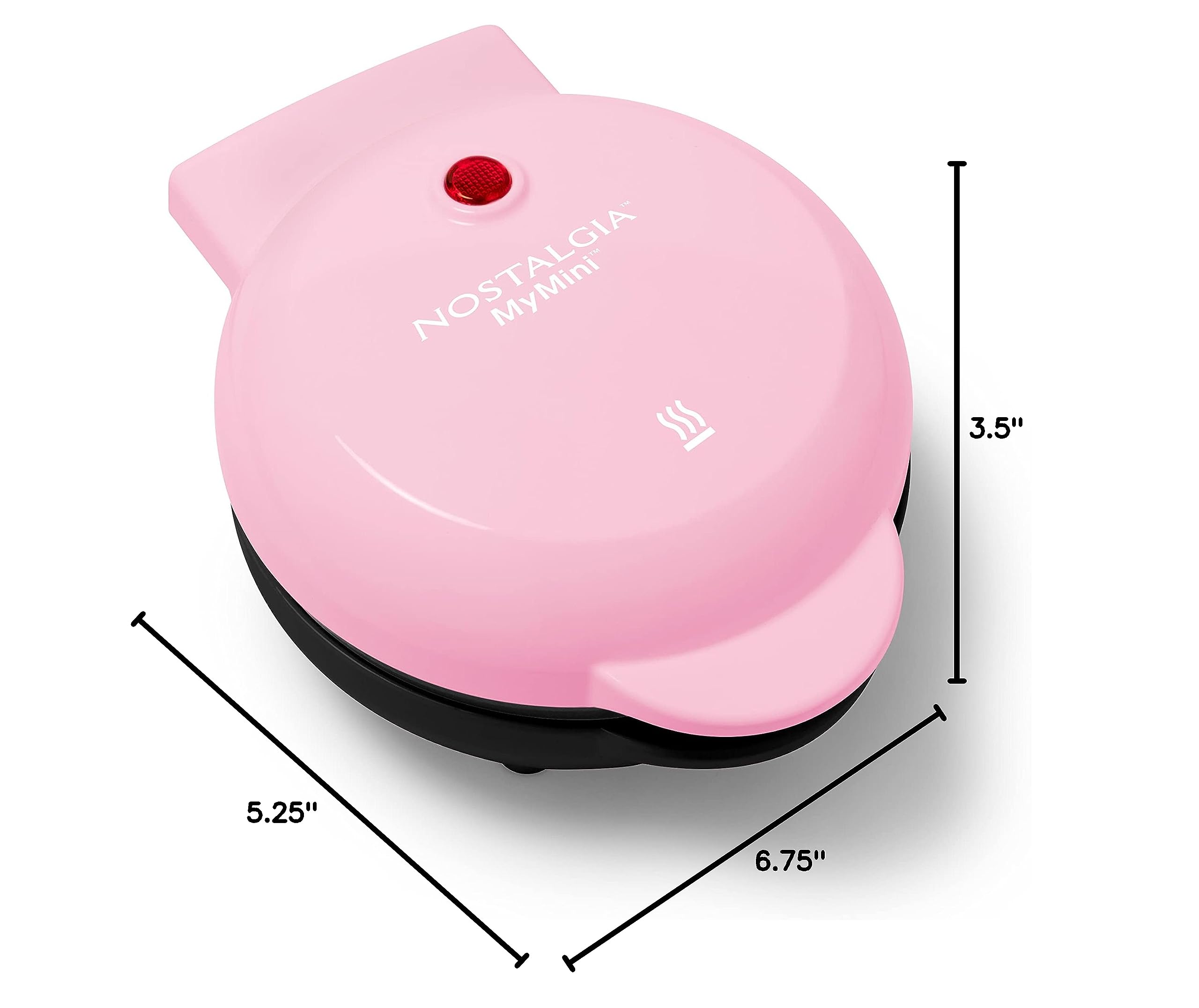 Nostalgia MyMini Personal Electric Waffle Maker, 5-Inch Cooking Surface, Waffle Iron for Hash Browns, French Toast, Grilled Cheese, Quesadilla, Brownies, Cookies, Pink