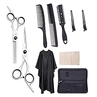 10 Pcs 6'' Hair Cutting Scissors Set Thinning Shears Hairdressing Scissors Salon Barber Shop Hair Scissors Set