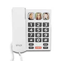smpl Senior Photo Big Button Landline Phone, One-Touch Dialing, 3-Level Permanent Volume Adjust, Large Buttons, Flashing, Perfect for Seniors, Alzheimer's, Dementia, Permanent Handset Volume Adjust