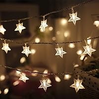 Twinkle Star 100 LED Star String Lights, Plug in Fairy String Lights Waterproof, Extendable for Indoor, Outdoor, Wedding Party, Christmas Tree, New Year, Ramadan, Garden Decoration, Warm White