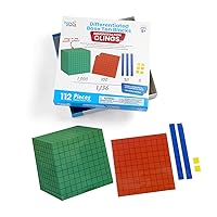 hand2mind Differentiated Base Ten Blocks Clings for Teachers, Flat Demonstration Base Ten Clings, Learn Place Value, Number Concepts, and Counting, Homeschool Supplies (131 Pieces)