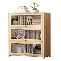 Display Storage Cabinet, Dust Proof Protection Showcase with Clear Acrylic Flip-Up Doors, Wooden Frame Showcase Shelf, Display Case for Collectibles, for Book Toys (Size : 31.5x10.6x39.8/80x2