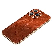 Genuine Leather Case for iPhone 15 Pro Max/15 Pro/15 Plus/15, Full Coverage Lens Phone Cover Ultra Thin Slim Light Luxury Leather Case,Brown,15 Pro''