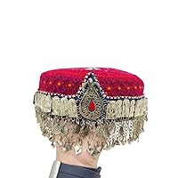 Afghan Embroidered Cap with Coins Head Piece Matha Patti Cap Afghan Tribal Matha Patti Afghan Jewellery with Head Piece Matha Patti Girls