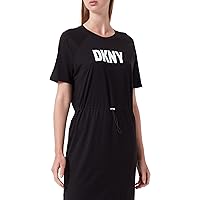 DKNY Women's S/S Logo Drawstring Waist Dress