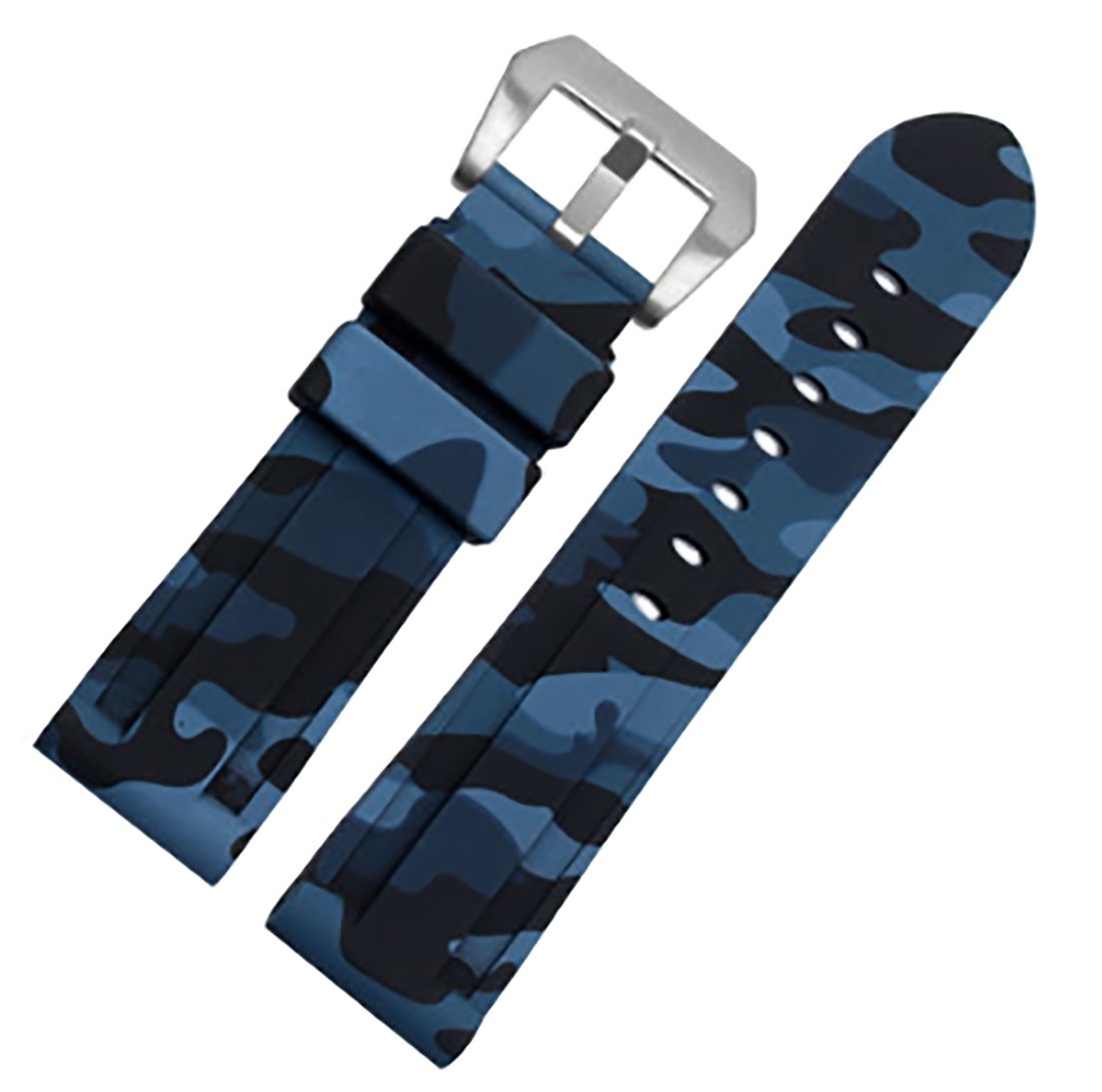 24mm Camouflage Diver Rubber Silicone Watch Band PVD Tang Buckle Strap Fits for Panerai Luminor