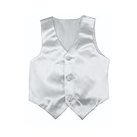 Baby Toddler Kids Little Boys Formal 23 Color Satin Vest S-7 (7, White)