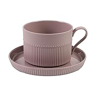 Simple Porcelain Coffee Mug and Saucer Set, 8.45oz/250ml Modern Eco-friendly Milk Mugs Novelty Mug with Handle Smoothie Cups Teacups Couple Cup Beverage Mug Hot Drinks Water Decorate