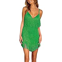 Womens Sequin Sparkly Dresses Glitter Cap Sleeves Crew Neck Bodycon Cocktail Dress Holiday Dresses for Women Christmas