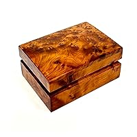 Hand Carved Wooden Multipurpose Keepsake Jewelry Decorative Art Box Storage Organizer (Large wood Box,Antique) (Small Thuya)