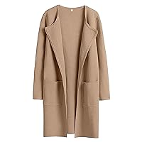 Women EleKnit Coat Solid Color Oversized Open Front Long Sleeve Lapel Casual Jacket Fall Chunky Plus Size Cardigans