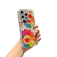 for iPhone 13 Pro Max Case Bling Camera Lens Protection Glitter Cute Cartoon Kawaii IMD Pattern Design Silicone Shockproof Protective Phone Case Cover for Girls and Women - Sunflower