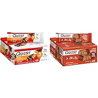 Quest Gooey Caramel Candy Bars with Peanuts (12 Bars) and Crispy Chocolate Caramel Pecan Hero Protein Bars (12 Count)