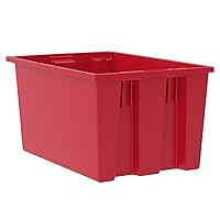 35240 Nest and Stack Plastic Storage Container and Distribution Tote, (23-1/2-Inch L x 15-1/2-Inch W x 12-Inch H), Red, (3-Pack)