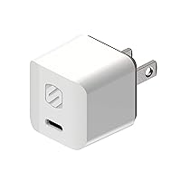 Scosche HPDC20WT-SP Fast Charger PowerVolt 20W Mini Cube USB-C, Wall Adapter for Phone, 4X Faster Power Charge, Portable Outlet Plug, White