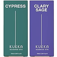 Cypress Essential Oil for Skin & Sage Oil for Skin Set - 100% Nature Therapeutic Grade Essential Oils Set - 2x0.34 fl oz - Kukka