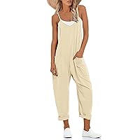 Xiaoxuemeng Womens Baggy Long Harem Pants Overalls Loose Spaghetti Strap Jumpsuit with Pockets