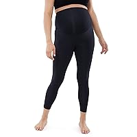 Ingrid & Isabel Basics 7/8 Active Maternity Legging with Crossover Panel, Belly Support, Black