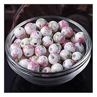 10 Pcs 10mm Flower Round Ceramic Beads, Floral Porcelain Beads Ceramic Spacer Beads Loose Beads for DIY Crafts Jewelry Making,18