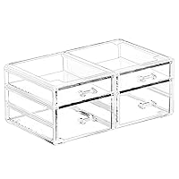 Clear Plastic Stackable Storage Bins - Pullout Drawer Organizer for Bathroom Cabinets, Stackable Acrylic Organizers, Under Sink Storage Solution for Skincare,craft,Hair Accessories,Machine Organizing