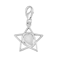 0.15 CTW Natural Diamond Polki Star Charm 925 Sterling Silver Platinum Plated Slice Diamond Jewelry