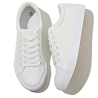 Witwatia Canvas Shoes for Women Wide Width Cute Fashion Sneakers Low Tops White Tennis Shoes Comfortable Lace-Up Canvas Shoes for Girls