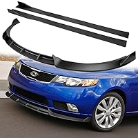 Q1-TECH, 9PCS Front Bumper Lip & Side Skirt Extensions Diffuser Compatible with Kia Forte 2010-2013, Front Bumper Lip Air Chin Body Spoiler Splitter ABS (Matt Black)