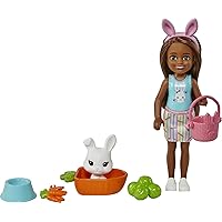 Barbie Chelsea Doll (Brunette) with Pet Bunny & Storytelling Accessories Including Pet Bed, Bunny Treats & More, Toy for 3 Year Olds & Up